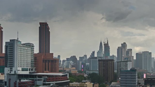 Rain and clouds over the city Kuala Lumpur