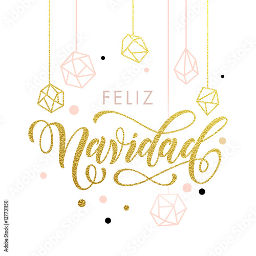 &quot;Spanish Merry Christmas Feliz Navidad greeting card&quot; Stock image and royalty-free vector files
