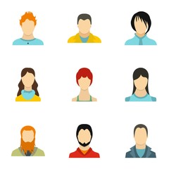Avatar people icons set. Flat illustration of 9 avatar people vector icons for web