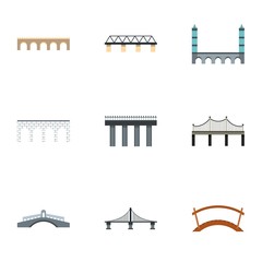 Bridge transition icons set. Flat illustration of 9 bridge transitions vector icons for web