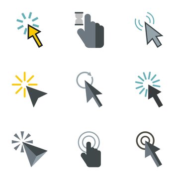 Cursor icons set. Flat illustration of 9 cursor vector icons for web