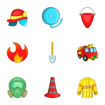 Fire icons set. Cartoon illustration of 9 fire vector icons for web