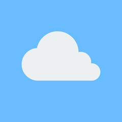 flat white cloud weather icon on cyan background
