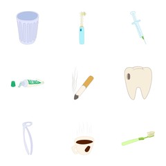 Toothache icons set. Cartoon illustration of 9 toothache vector icons for web