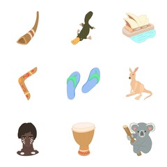 Australia icons set. Cartoon illustration of 9 Australia vector icons for web