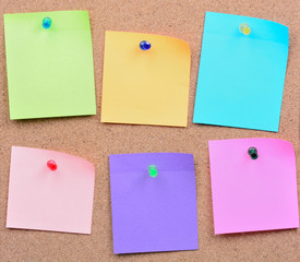 Six colorful empty notes