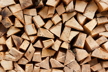 Chopped wood stacked 