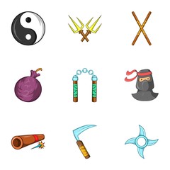 Ninja icons set. Cartoon illustration of 9 ninja vector icons for web