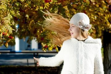 Girl with flying hair