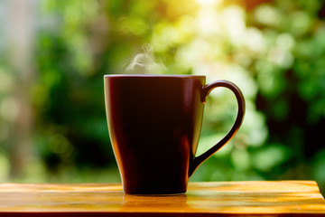 morning coffee on the wood.