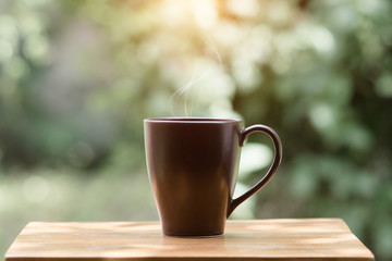 morning coffee on the wood.
