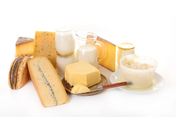 dairy products isolated on white