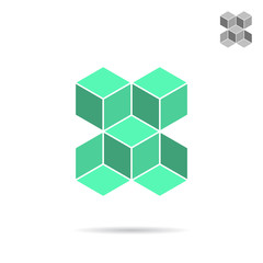 Obraz premium Green isometric cubes forme illusion