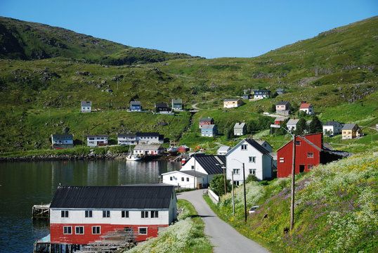 Summer view of fishing village Akkarfjord
