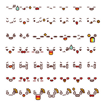 Collection of cute lovely emoticon emoji Doodle cartoon face, ha