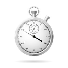 Realistic metallic stopwatch, front view