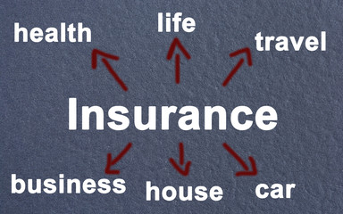 Fototapeta na wymiar Insurance word on grey background