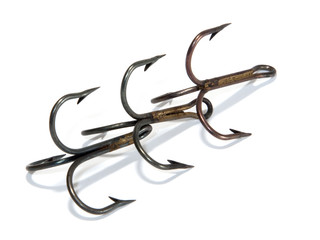 Fishing hooks isolated on a white background