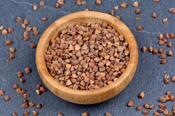 Buckwheat in a bamboo bowl