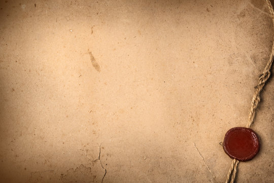 Old blank paper with wax seal