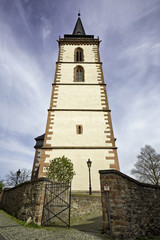 Fototapeta na wymiar Bell tower of St. Ursula's Church, Oberursel