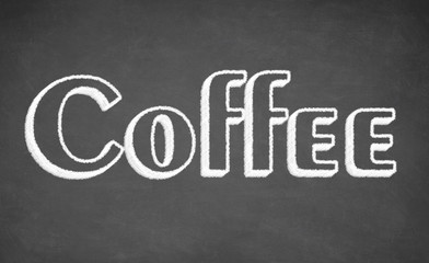 Obraz premium Coffee lettering chalk on black school board