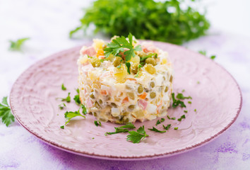 Traditional Russian salad 
