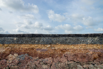 The curb erosion from storms.