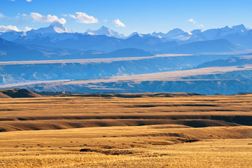 Majestic mountainous Himalayan landscape with Golden sunset rays