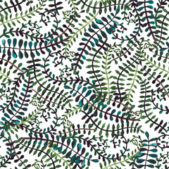 Seamless Herbal Pattern with Bright Green Foliage