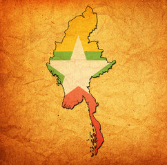 myanmar territory with flag
