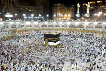 Kaaba in Mecca Saudi Arabia at Night