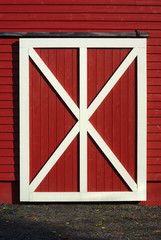 Fototapeta premium red barn door white plank wooden pattern