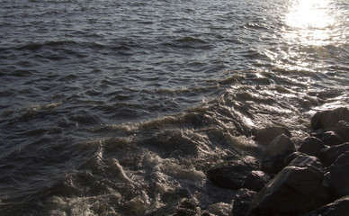 Lumpy sea at cloudy day