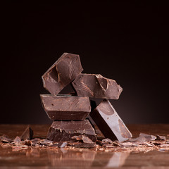 Chocolate on a dark marble background