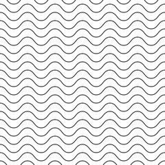 Vector seamless pattern, horizontal thin wavy lines. Subtle monochrome background, simple black & white geometric repeat texture. Editable design element for prints, decoration, textile, digital