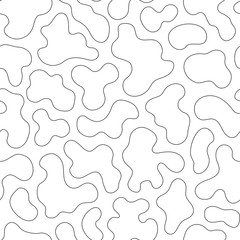 Vector monochrome seamless pattern, thin curved lines, black & white endless background. Abstract repeat texture, simple modern illustration. Design element for prints, decoration, digital, textile