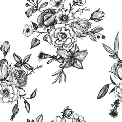 vintage vector floral seamless pattern