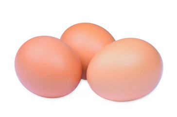 Group of eggs on white background