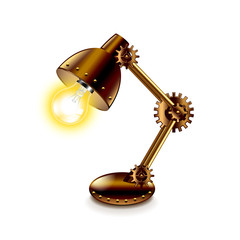 Steampunk lamp isolated on white vector