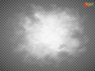 Fog or smoke isolated transparent special effect. White vector cloudiness, mist  smog background.  illustration