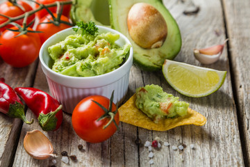 Guacamole sauce and indredients