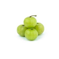 amla green fruits isolated on white background.