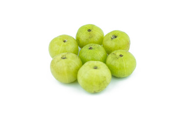 amla green fruits isolated on white background.