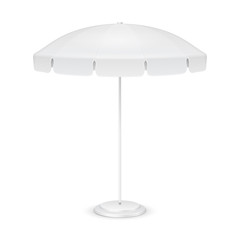 Promotional Square Advertising Outdoor Garden White Umbrella Parasol. Mock Up, Template. Illustration Isolated On White Background. Ready For Your Design. Product Packing. Vector EPS10