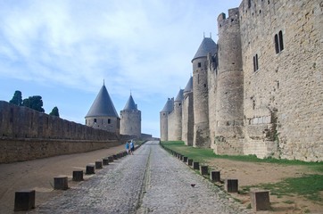 Fototapeta na wymiar Wandering around the medieval Carcassonne city