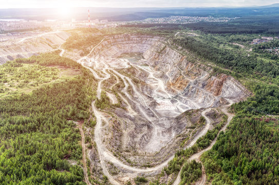 Environmental pollution problems. Open pit mining of copper ore