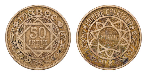 Coin of 50 francs. Morocco. 1952 (1371). French protectorate 