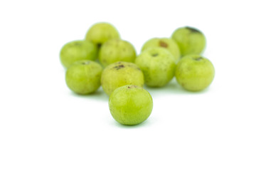 amla green fruits isolated on white background.