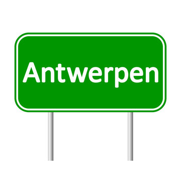 Antwerpen road sign isolated on white background.